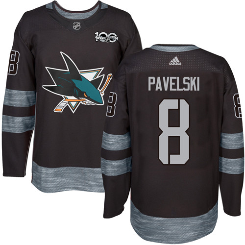 Herren San Jose Sharks Eishockey Trikot Joe Pavelski #8 Authentic Schwarz 1917-2017 100th Anniversary